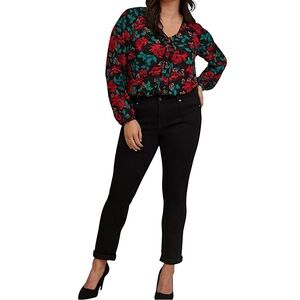 TORRID VIBRANT FLORAL LONG SLEEVE BLOUSE SZ 5X/28
